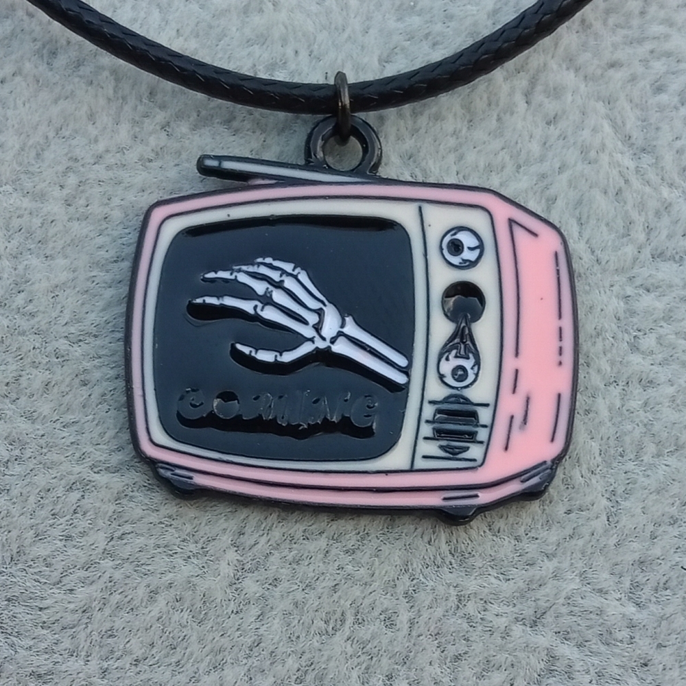 2/$10 Gothic Skeleton Hand Retro TV Pendant Necklace